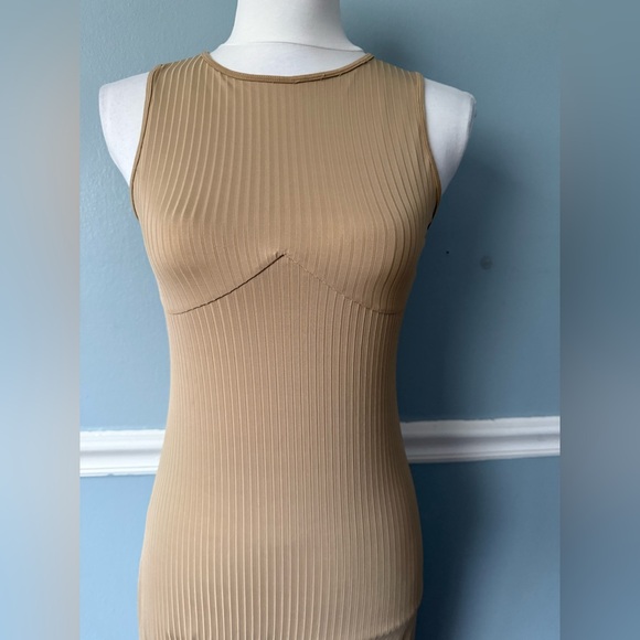 Oh Polly Ribbed Tan Jumpsuit - Picture 2 of 12